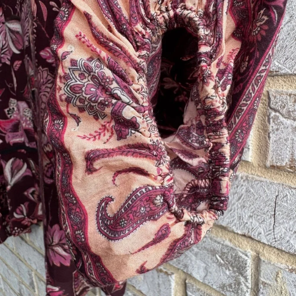 Michael Stars 3/4 Sleeve Floral Boho Wrap Cover Up Women's Size S